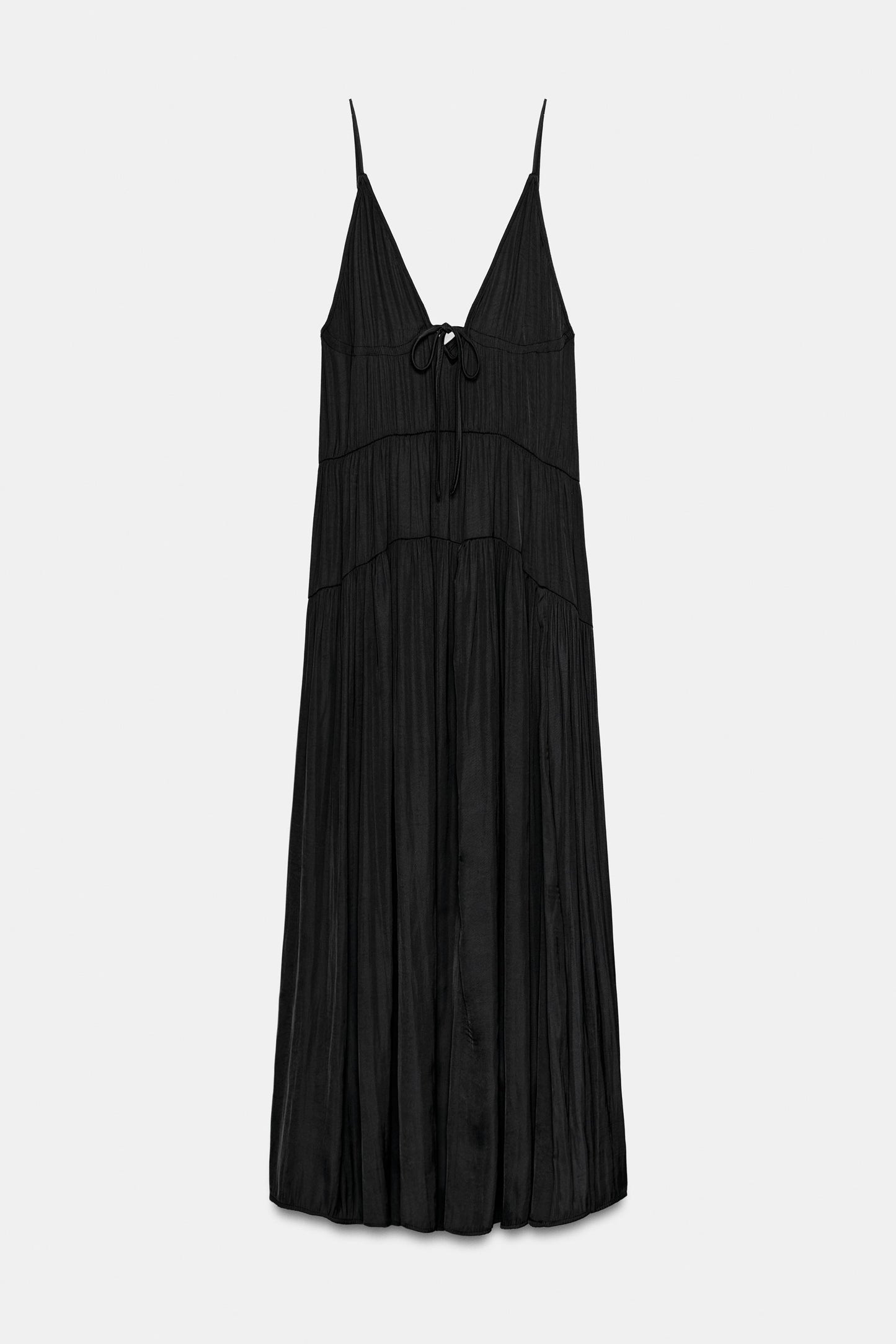 VESTIDO LARGO SATINADO FRUNCES