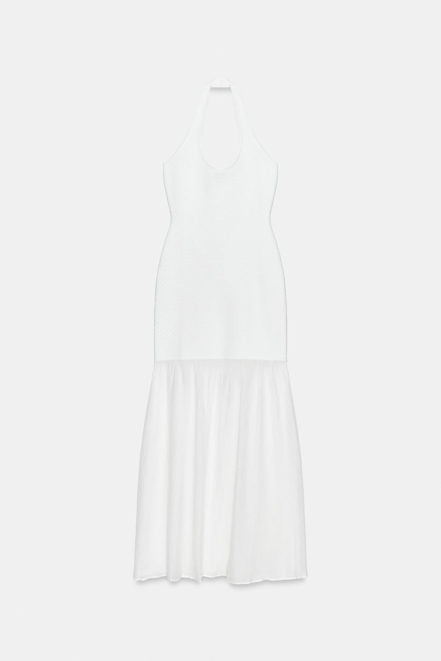 VESTIDO HALTER PUNTO COMBINADO