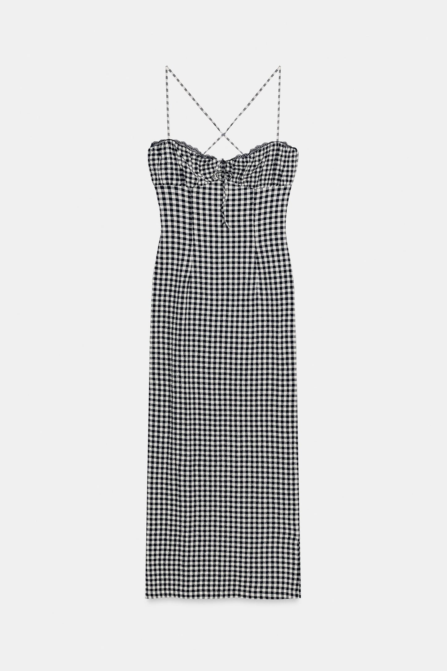 VESTIDO MIDI ENTALLADO CUADRO VICHY