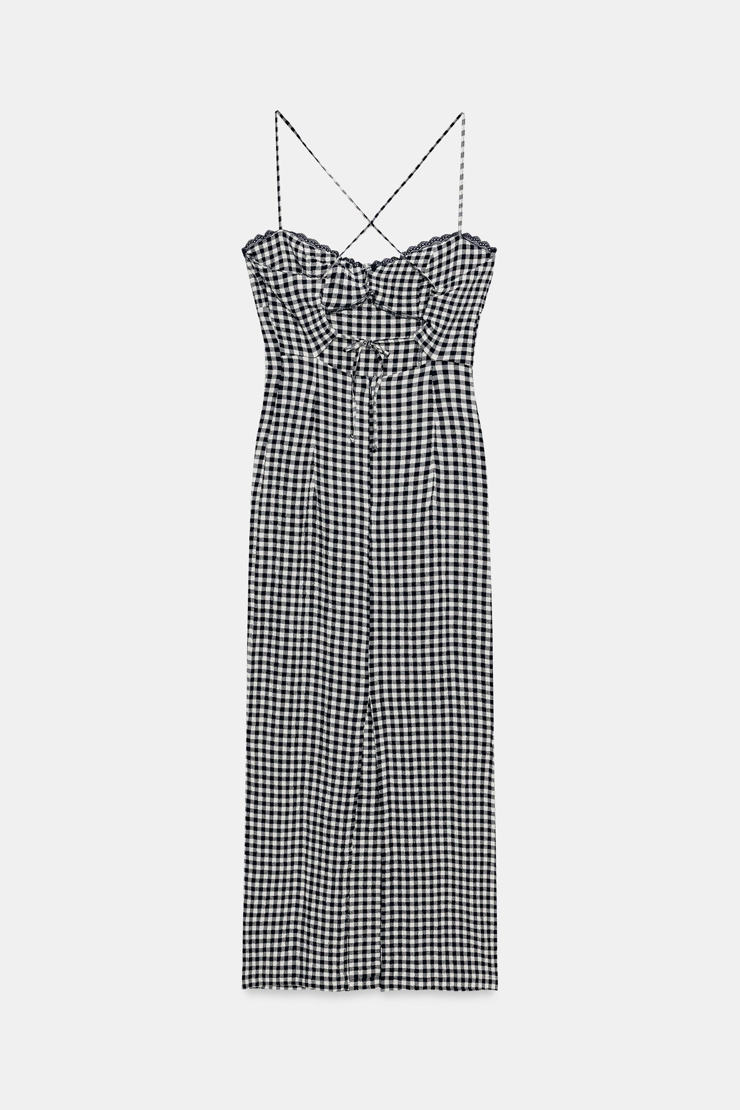 VESTIDO MIDI ENTALLADO CUADRO VICHY