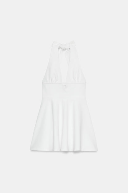 VESTIDO HALTER FALDA CAPA
